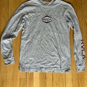RVCA Gray Long Sleeve Tee with Classic Crew Neck